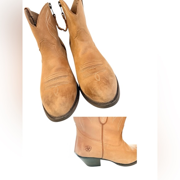 Ariat Boots Western Ankle Boots Tan Leather Back Zip Style 7.5B - Picture 2 of 12
